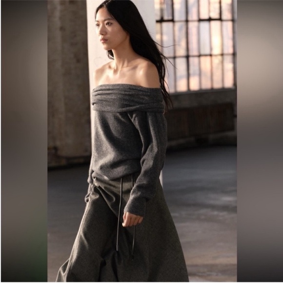 Zara, Gray marl, WOOL BLEND CAPE SKIRT ZW COLLECTION, Medium - Picture 5 of 10